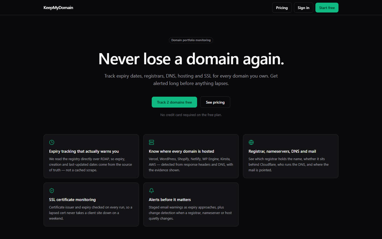KeepMyDomain — website